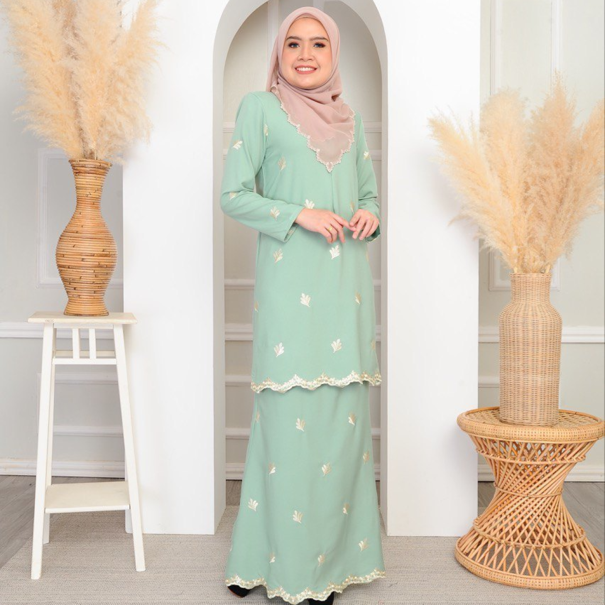 ADULT-ORKED-KURUNG-MINT-GREEN.png Orked Kurung - Mint Green - Image 1