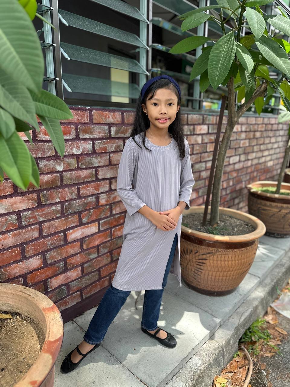 Grey pair 6 (KIDS) KAYLA LONG TOP - GREY - Image 1