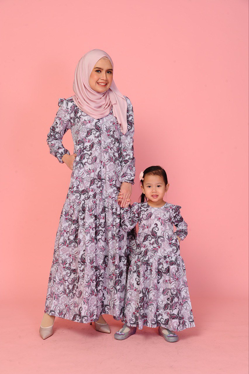 grey pair studio 2 (ADULT) IRIS DRESS -PAISLEY GREY - Image 1