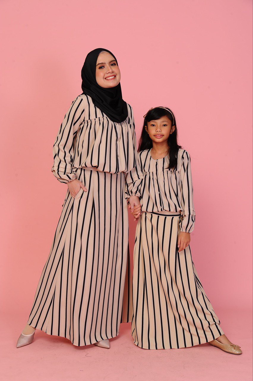 Brown stripes pair (ADULT) ALYSSA TOP & SKIRT -BROWN STRIPES - Image 3