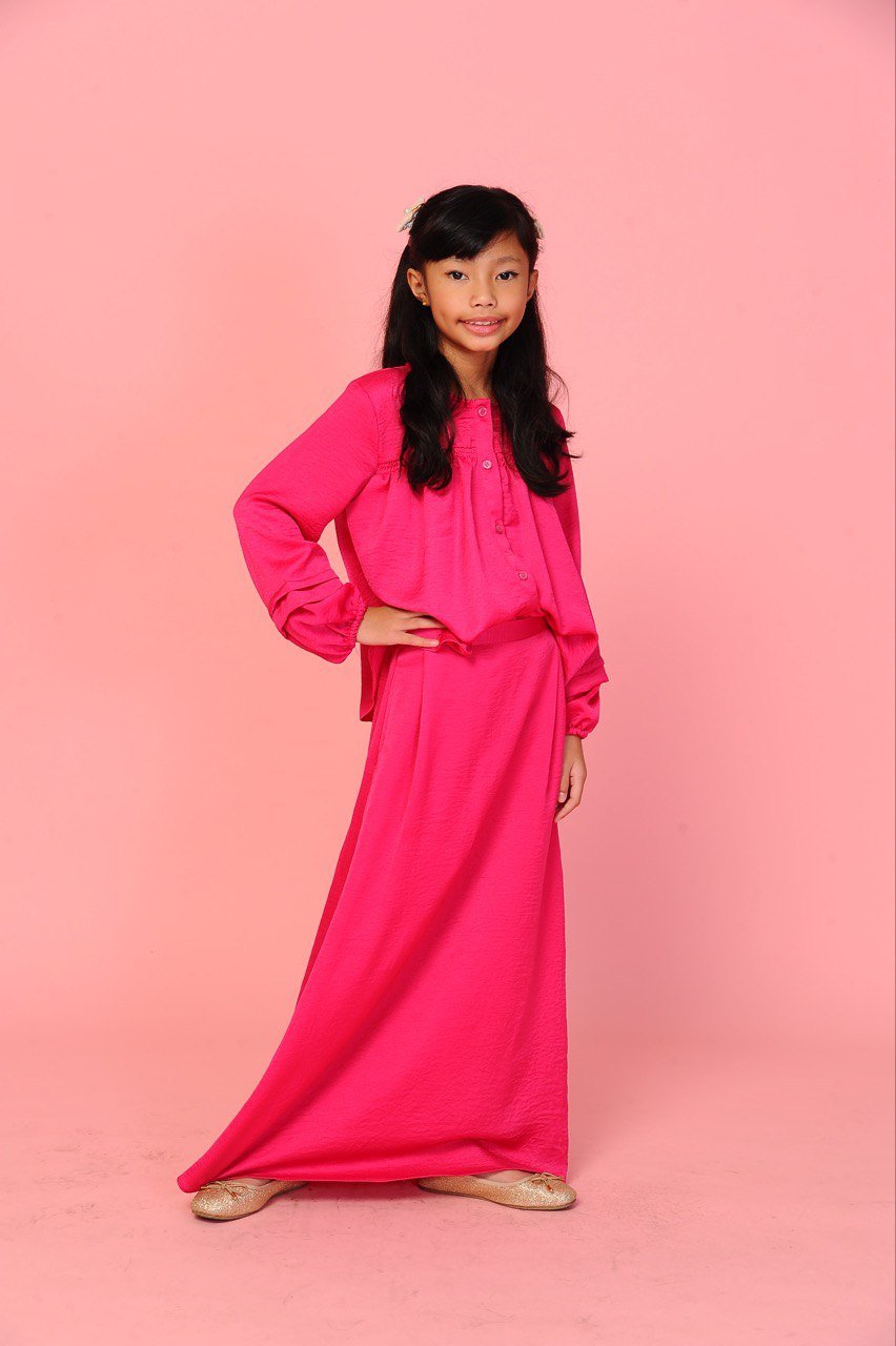 Hot Pink Kids (KIDS) ALYSSA TOP & SKIRT -HOT PINK - Image 1