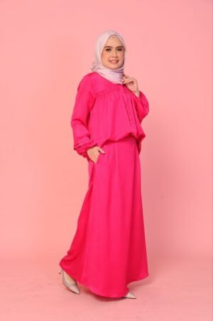 (ADULT) ALYSSA TOP & SKIRT -HOT PINK