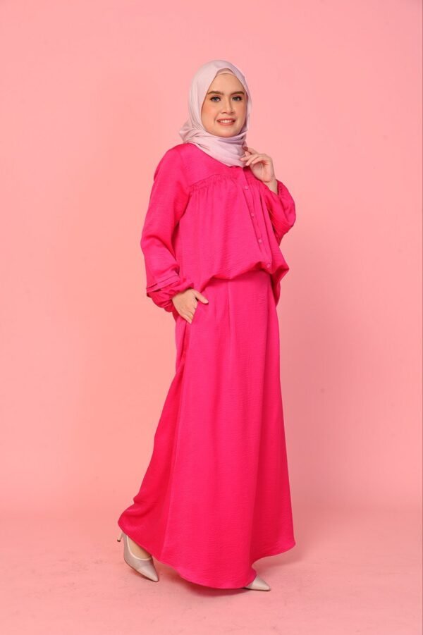 (ADULT) ALYSSA TOP & SKIRT -HOT PINK