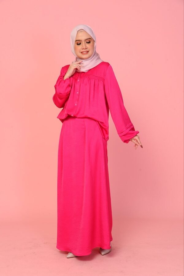 (ADULT) ALYSSA TOP & SKIRT -HOT PINK