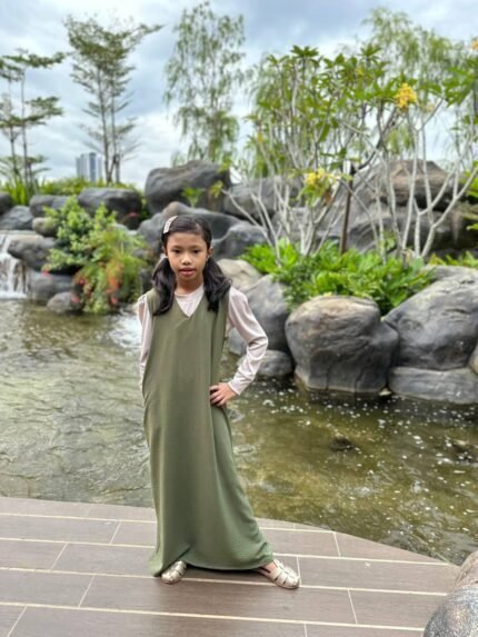 (KIDS) LOLA DRESS -MATCHA