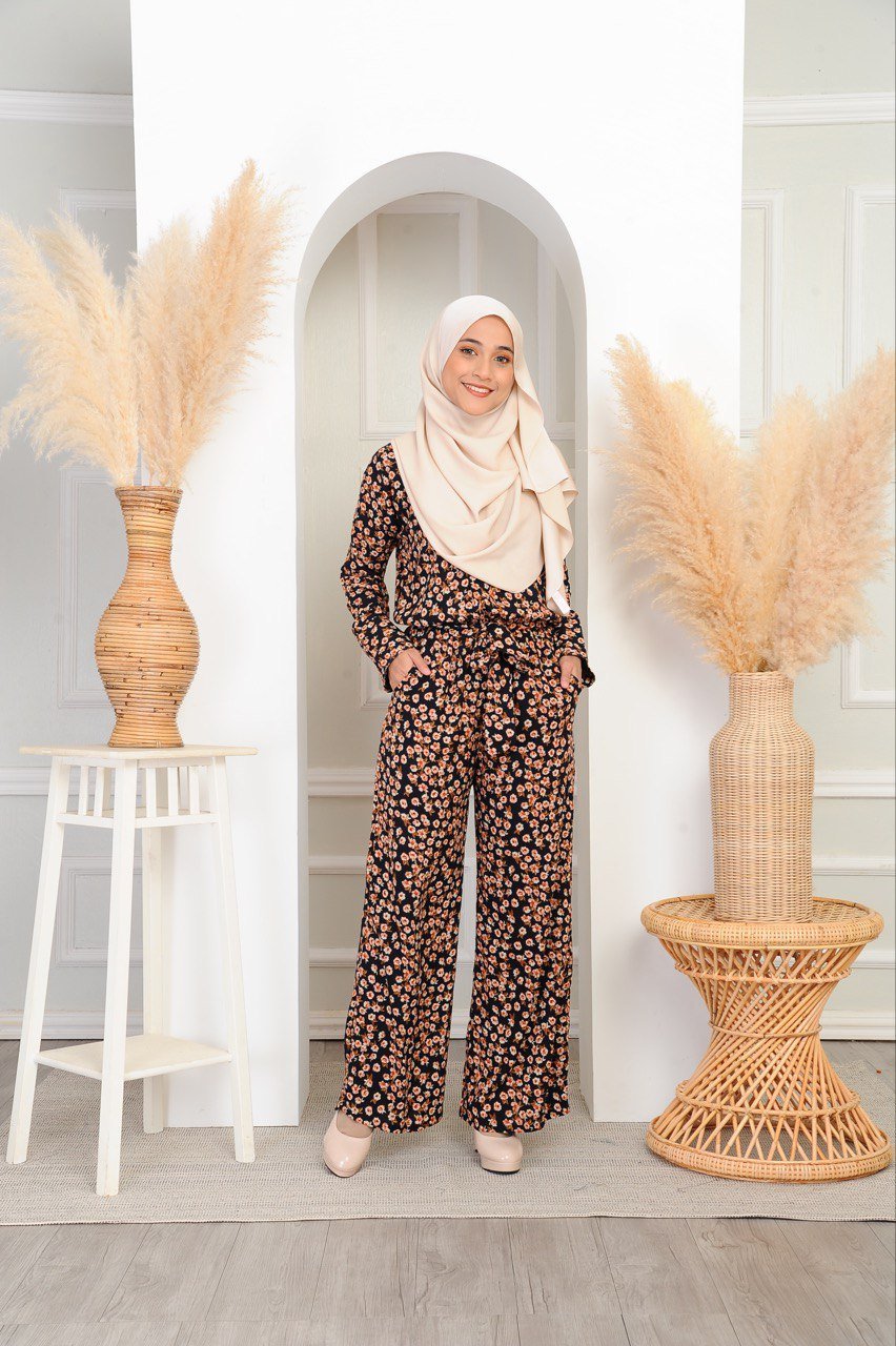 black blossom mom studio 4 (ADULT) AVERY JUMPSUIT -BLACK BLOSSOM - Image 1