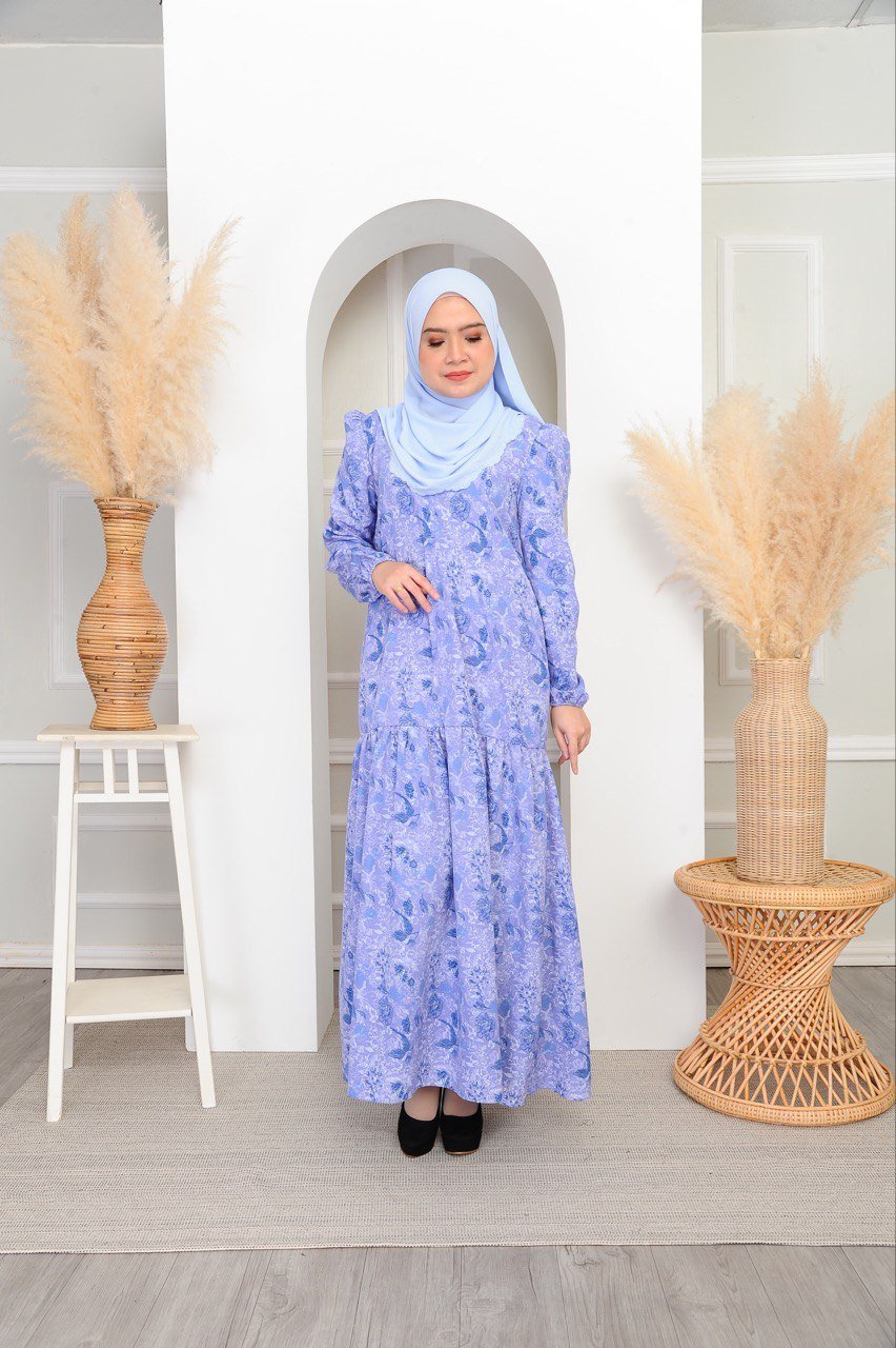 dusty blue mom (ADULT) IRIS DRESS -DUSTY BLUE - Image 4