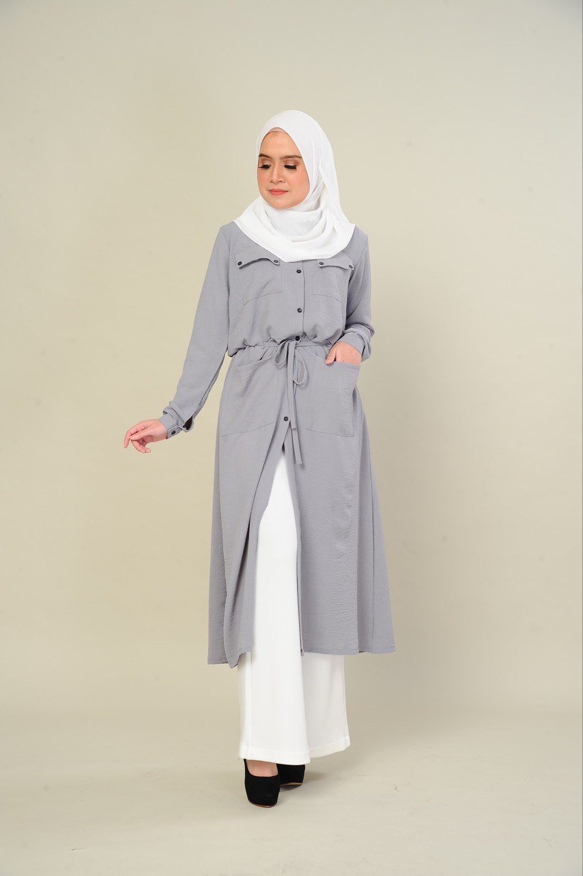 grey mom 2 (ADULT) LEONA TUNIC -GREY - Image 2