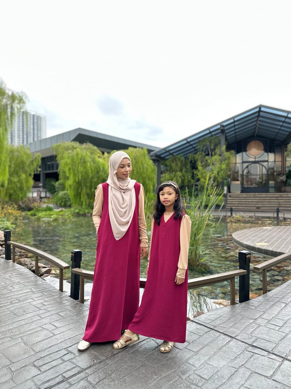 maroon pair 2 (KIDS) LOLA DRESS -MAROON - Image 2