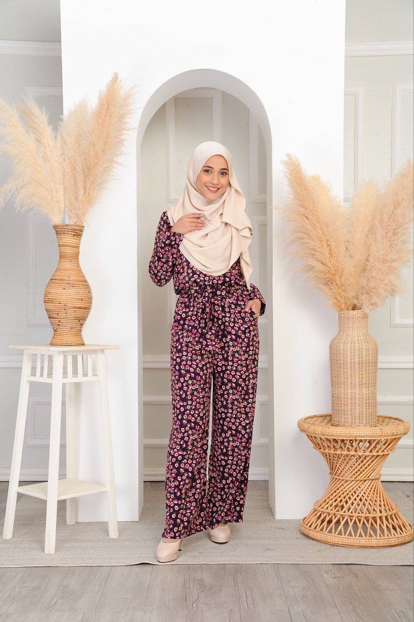 purp blossom mom studio 3 (ADULT) AVERY JUMPSUIT -PURPLE BLOSSOM - Image 4