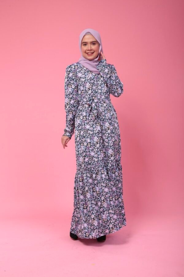 (ADULT) ELISA DRESS -BLACK/PURPLE FLORAL