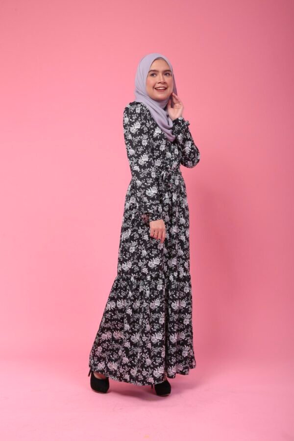 (ADULT) ELISA DRESS -BLACK/WHITE FLORAL