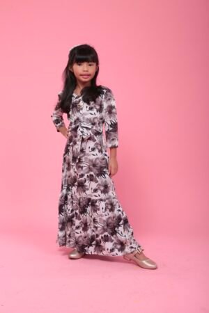 (KIDS) ELISA DRESS -BROWN FLORAL