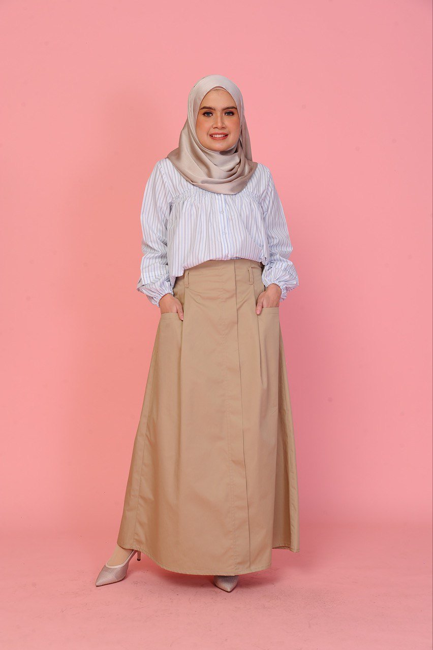 khaki mom (ADULT) FREDA TOP & SKIRT -KHAKI - Image 1