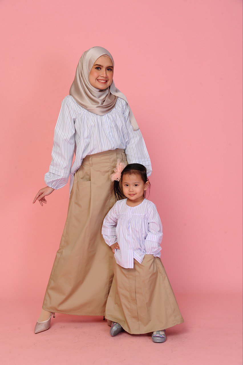 khaki pair 3 (KIDS) FREDA TOP & SKIRT -KHAKI - Image 7
