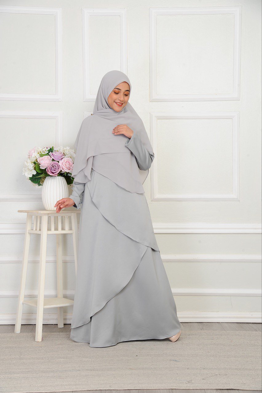 Grey Mom 3 (ADULT) MEDINA DRESS -GREY - Image 1
