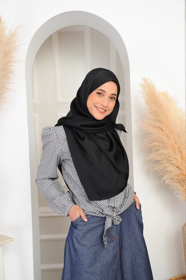 (ADULT) JANE CHECKERED TOP -BLACK