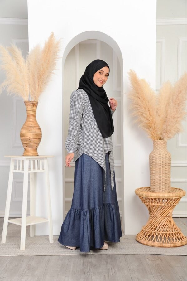 (ADULT) JANE CHECKERED TOP -BLACK