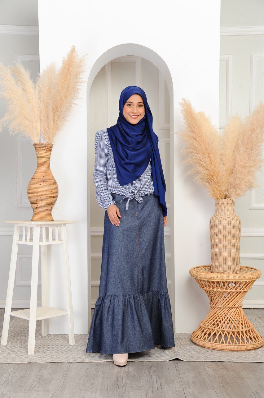 navy mom (ADULT) JANE CHECKERED TOP -NAVY - Image 4