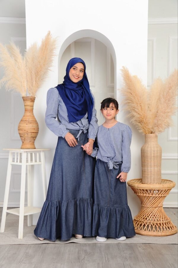 (KIDS) JANE CHECKERED TOP -NAVY