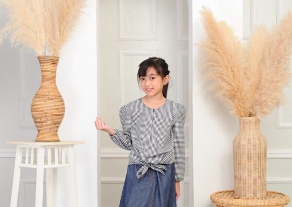 (KIDS) JANE CHECKERED TOP -BLACK