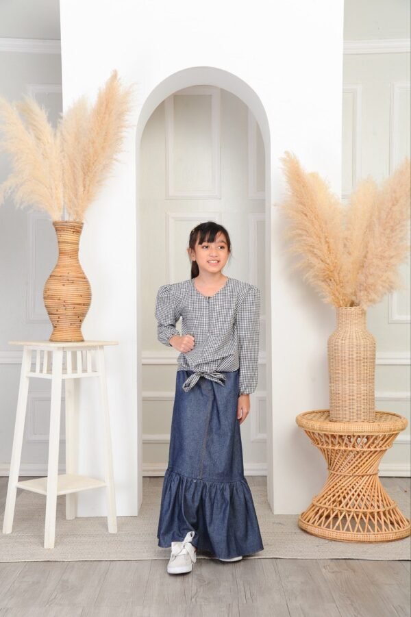 (KIDS) JANE CHECKERED TOP -BLACK