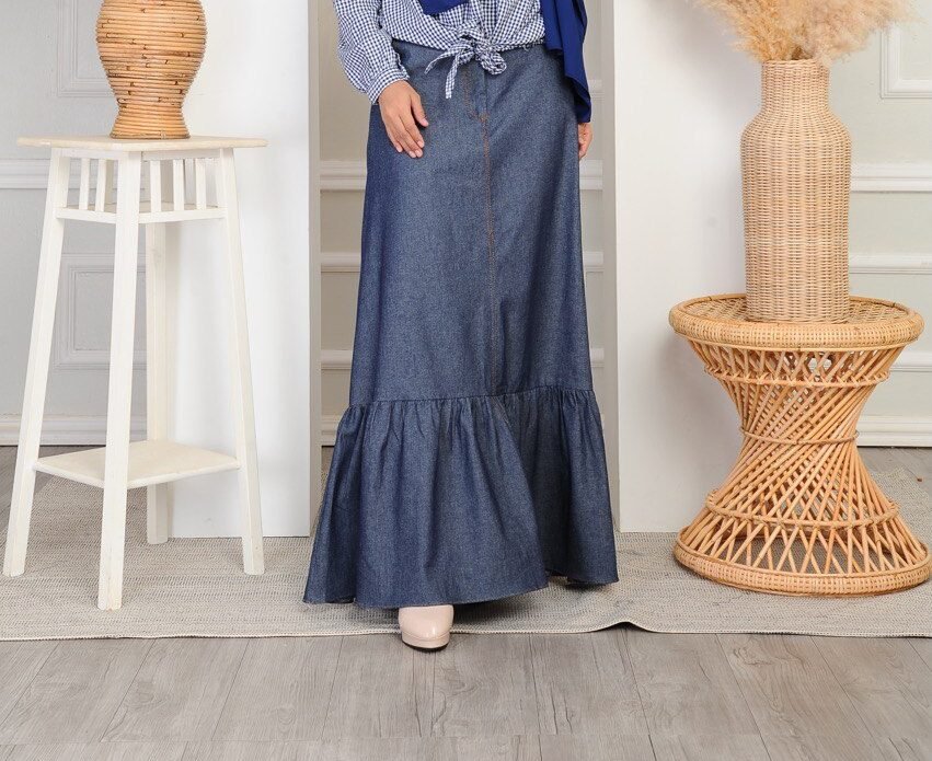 skirt dark mom 3 (ADULT) DENIM SKIRT -DARK - Image 1