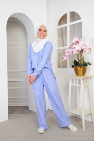 (ADULT) DAPHNE TOP & PANTS -BLUE