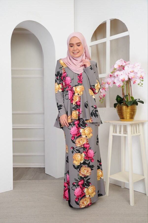 (ADULT) THALIA KEBAYA PEPLUM -GREY