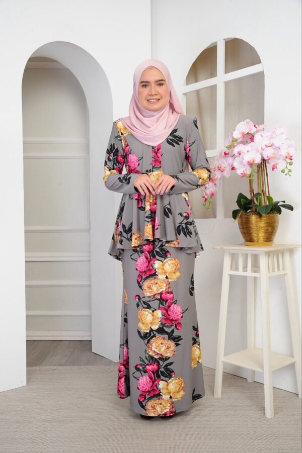 (ADULT) THALIA KEBAYA PEPLUM -GREY