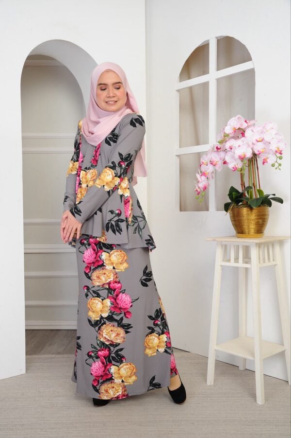 (ADULT) THALIA KEBAYA PEPLUM -GREY