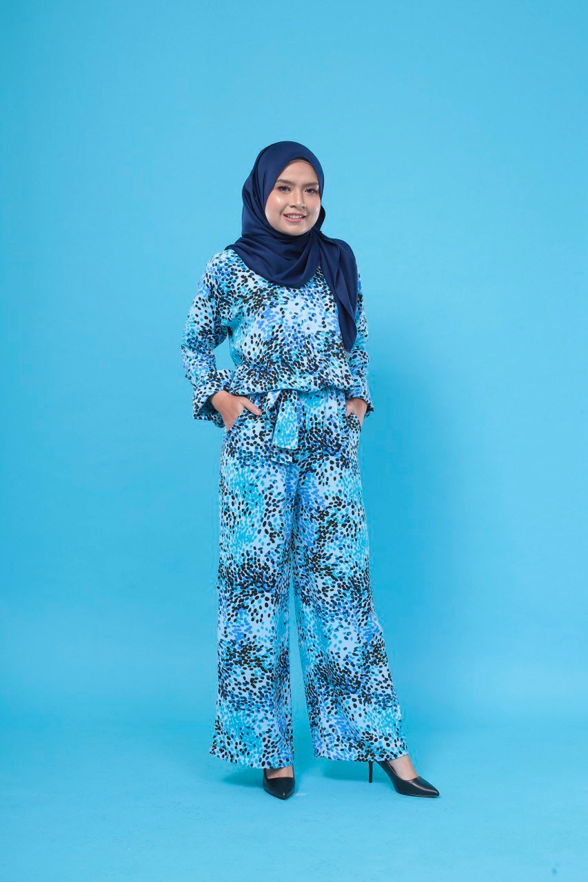 polka blue mom (ADULT) AVERY JUMPSUIT -POLKA BLUE - Image 3