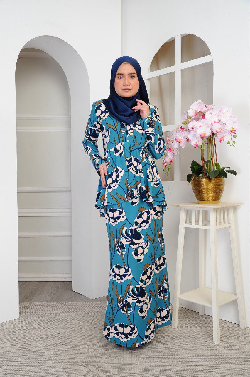 teal mom 3 (ADULT) THALIA KEBAYA PEPLUM -TEAL - Image 2