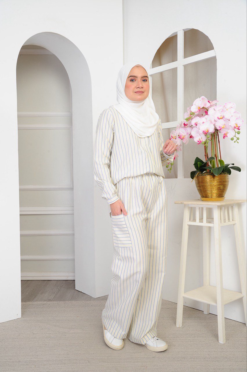 yellow mom 3 (ADULT) DAPHNE TOP & PANTS -SOFT YELLOW - Image 1