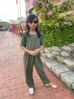 (KIDS) AMBER JUMPSUIT -MOSS GREEN