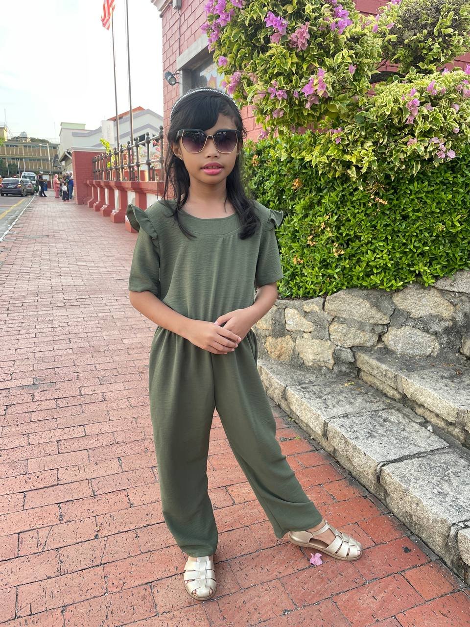 moss kids (KIDS) AMBER JUMPSUIT -MOSS GREEN - Image 1