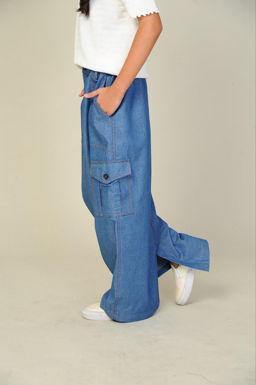 denim kids 2 (KIDS) NIKKI CARGO SKIRT -DENIM - Image 1