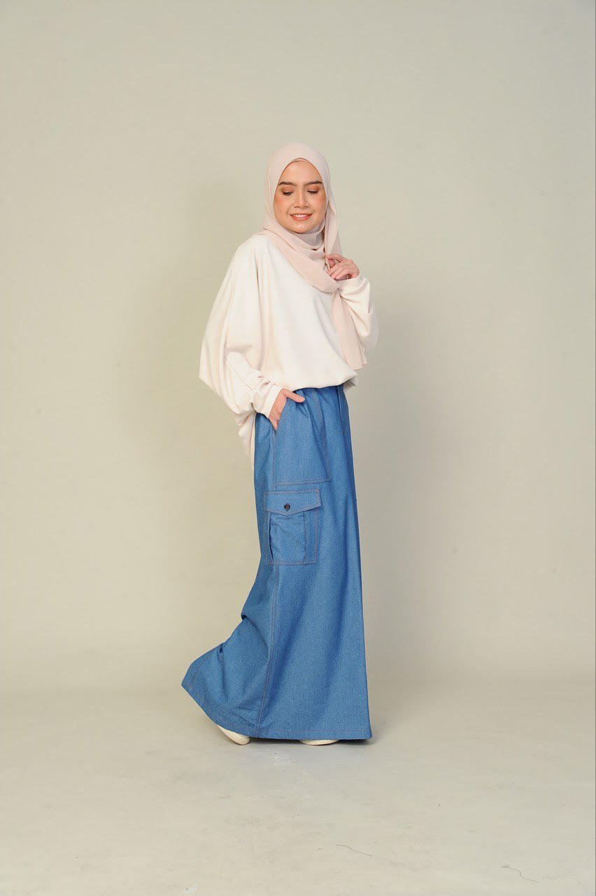 denim mom 6 (ADULT) NIKKI CARGO SKIRT -DENIM - Image 6
