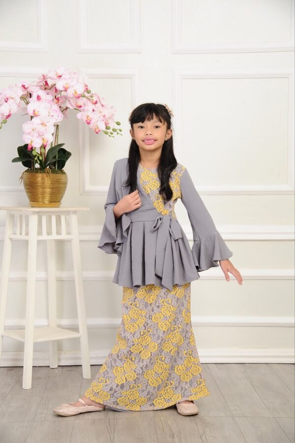 (KIDS) JASMINE LACE KURUNG -GREY