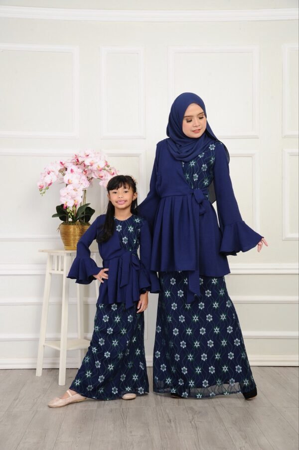 (KIDS) JASMINE LACE KURUNG -BLUE