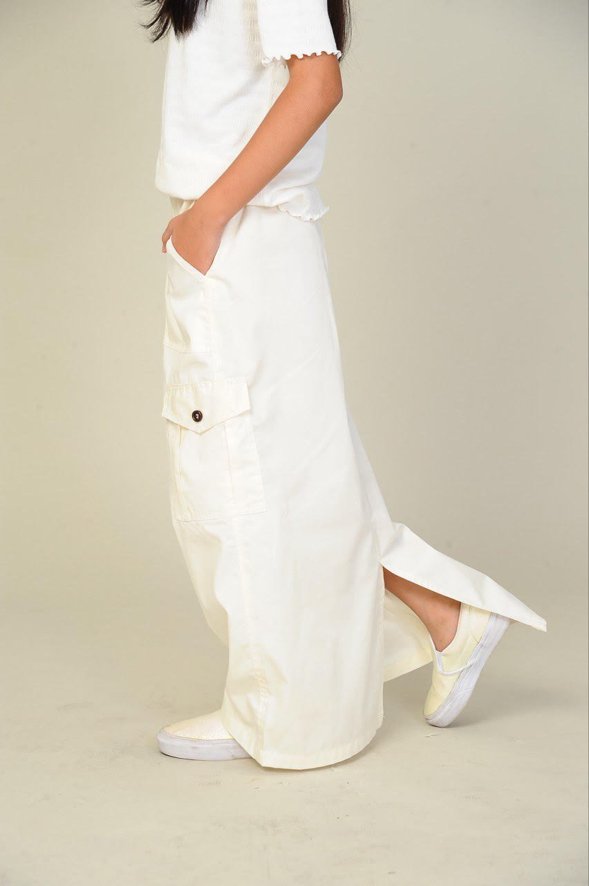 white kids 3 (KIDS) NIKKI CARGO SKIRT -OFFWHITE - Image 3