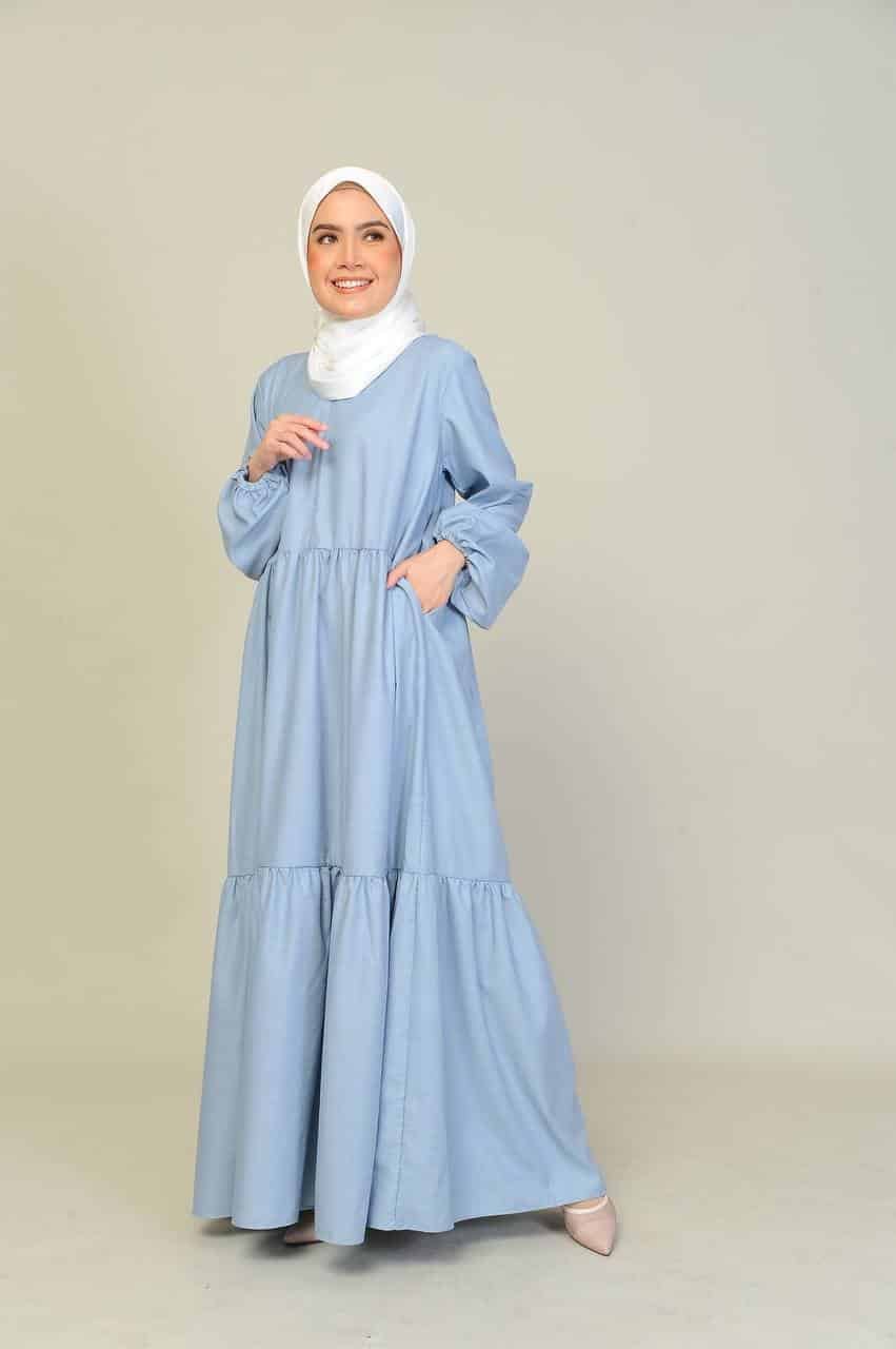 greyish blue mom 4 (ADULT) BLAIR DRESS -GREYISH BLUE - Image 3