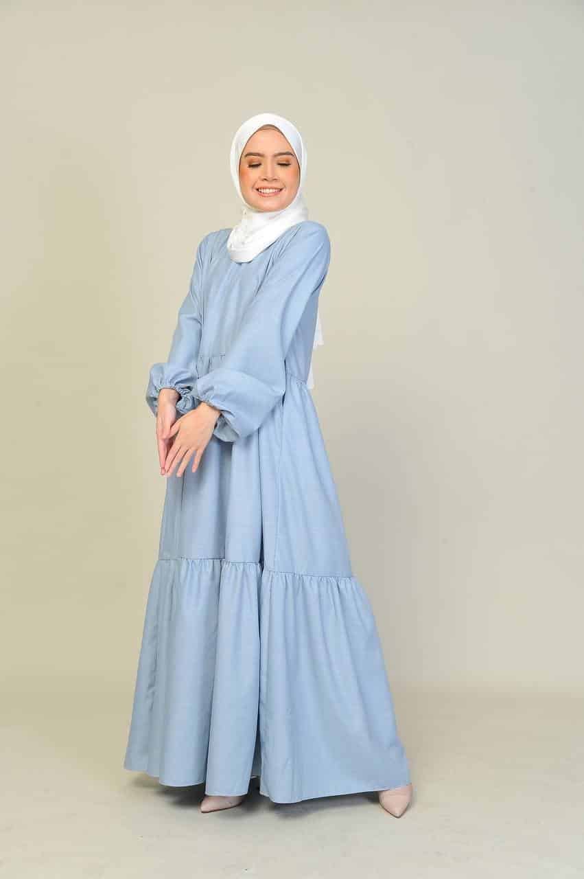 greyish blue mom (ADULT) BLAIR DRESS -GREYISH BLUE - Image 4