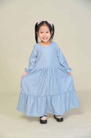 (KIDS) BLAIR DRESS -GREYISH BLUE
