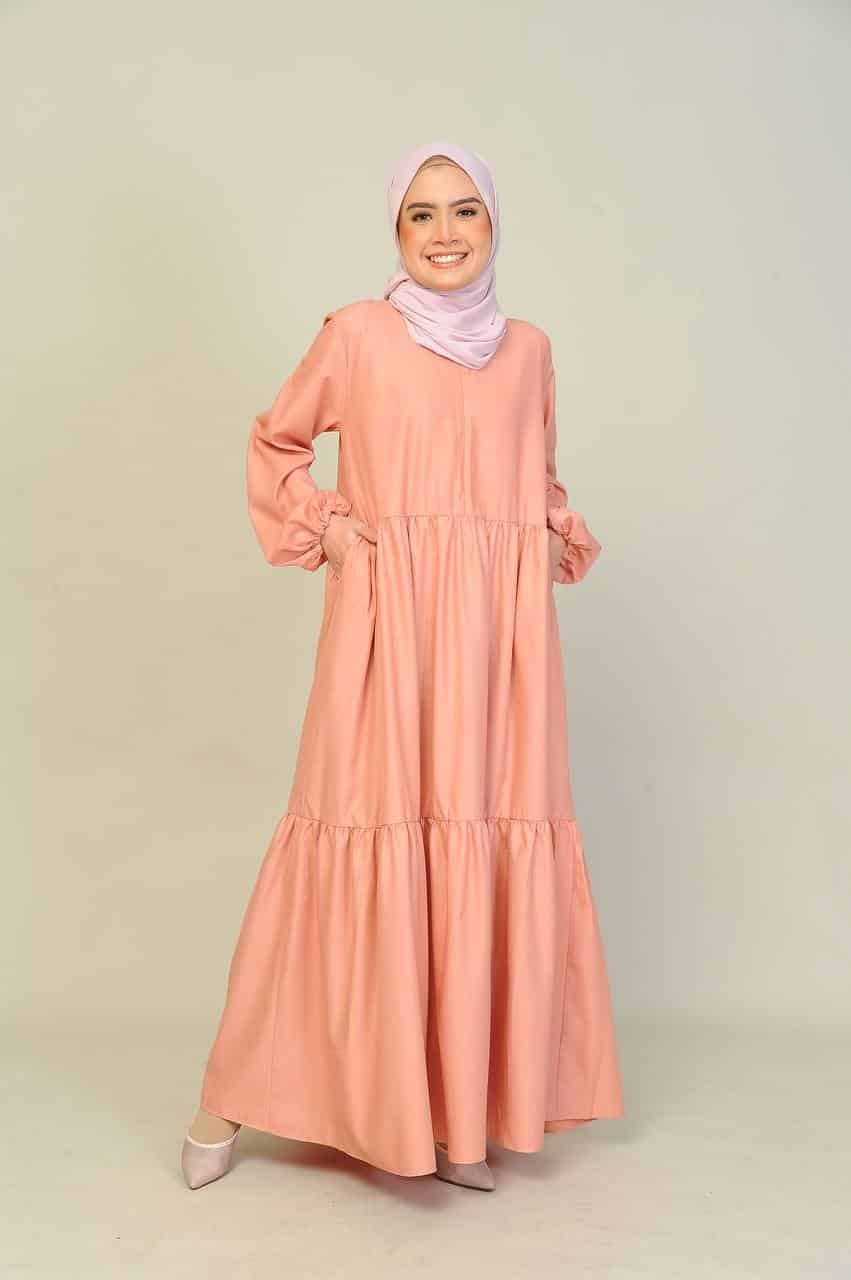 peach mom studio 2 (ADULT) BLAIR DRESS -PEACH - Image 3