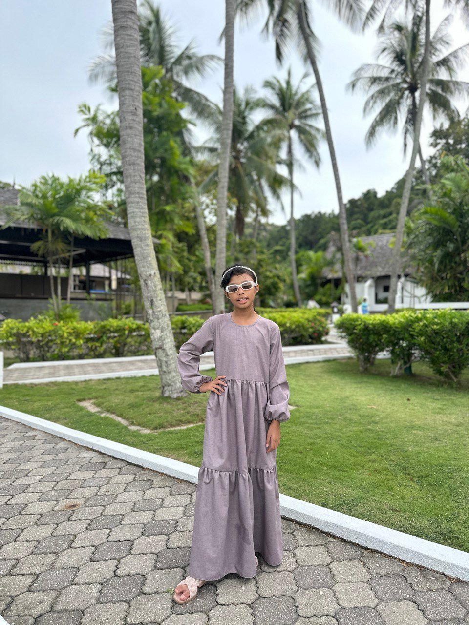 purp kids 3 (KIDS) BLAIR DRESS -DUSTY PURPLE - Image 1