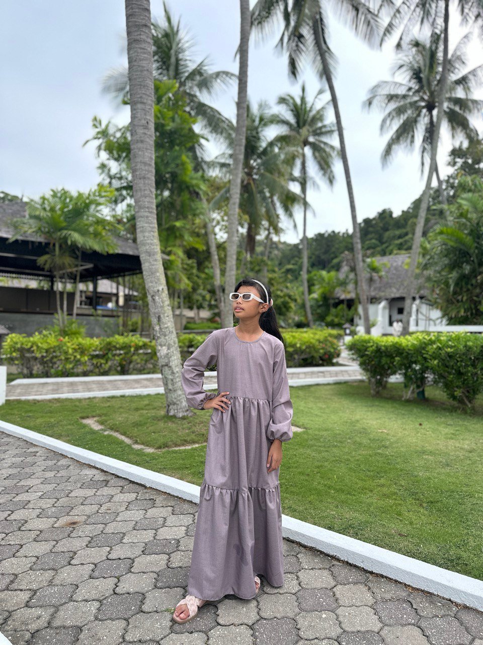 purp kids (KIDS) BLAIR DRESS -DUSTY PURPLE - Image 3