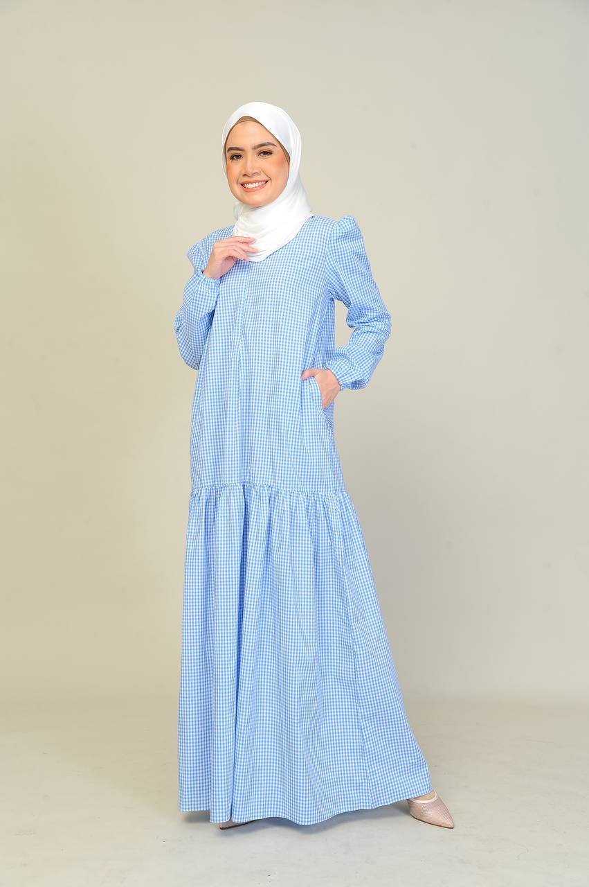 skyblue mom studio 2 (ADULT) ERIKA DRESS -SKY BLUE - Image 1
