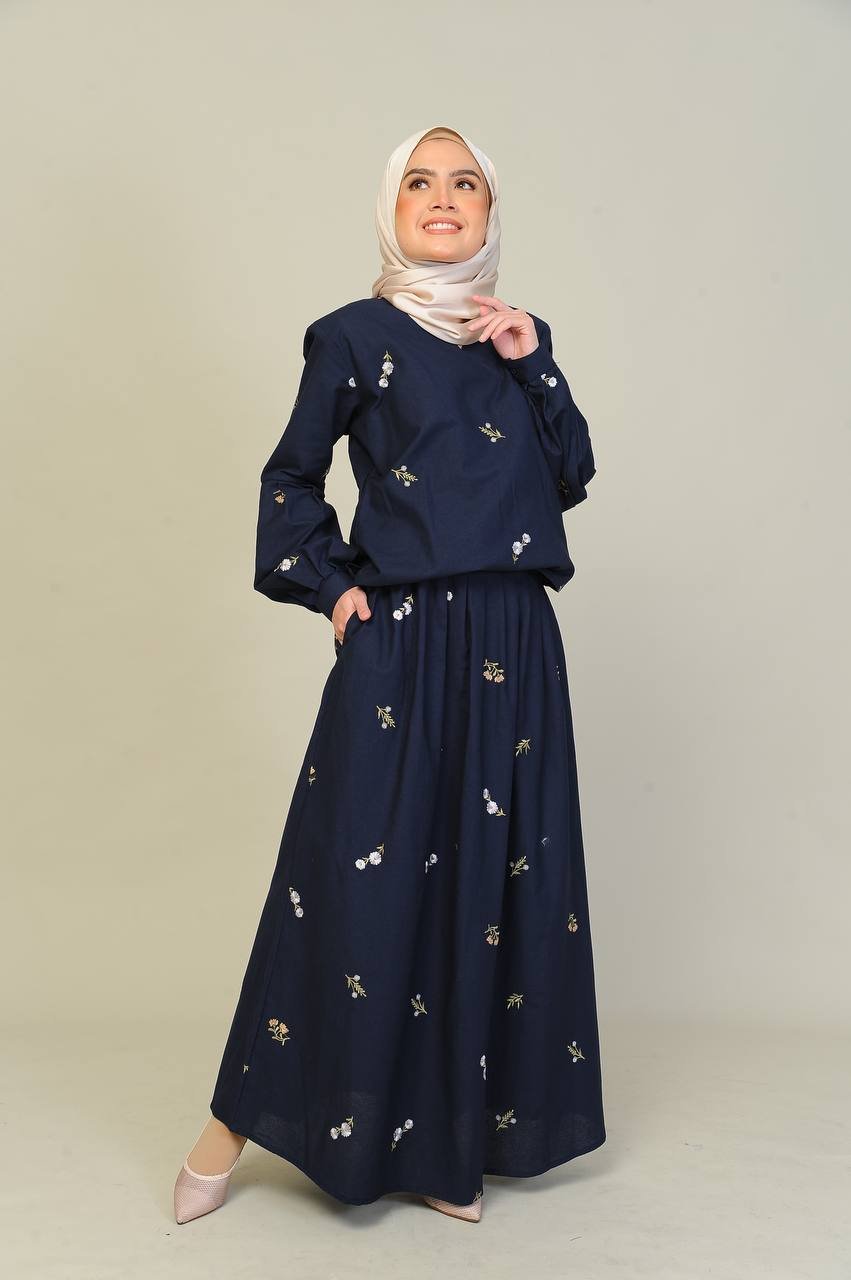 blue mom 2 (ADULT) ELENORE TOP & SKIRT -MIDNIGHT BLUE - Image 4