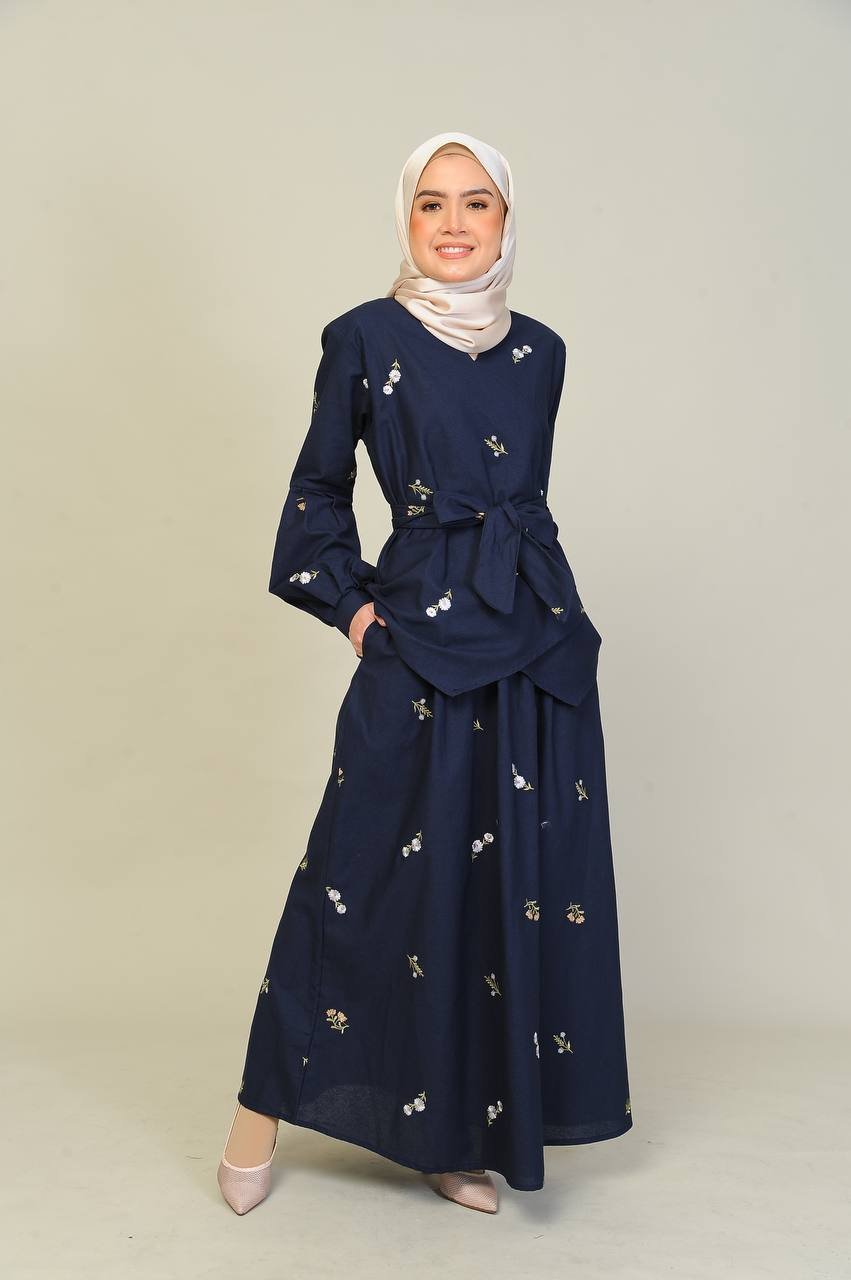 blue mom 5 (ADULT) ELENORE TOP & SKIRT -MIDNIGHT BLUE - Image 1